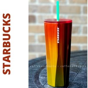 Starbucks Ombre Mango Stainless Steel Cold Cup Tumbler 24oz Venti NWT